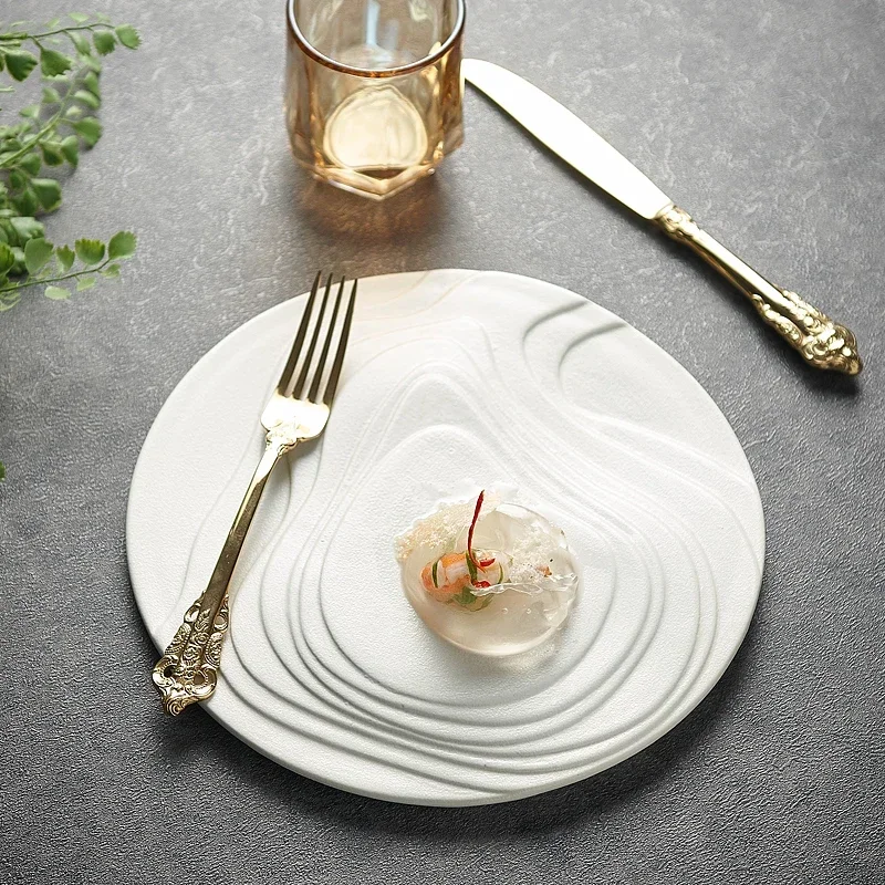 Creative Ceramic Western Food Plate Hotel Flat Dessert Plate Artistic Conception High-grade Steak Plate Kitchen Tableware