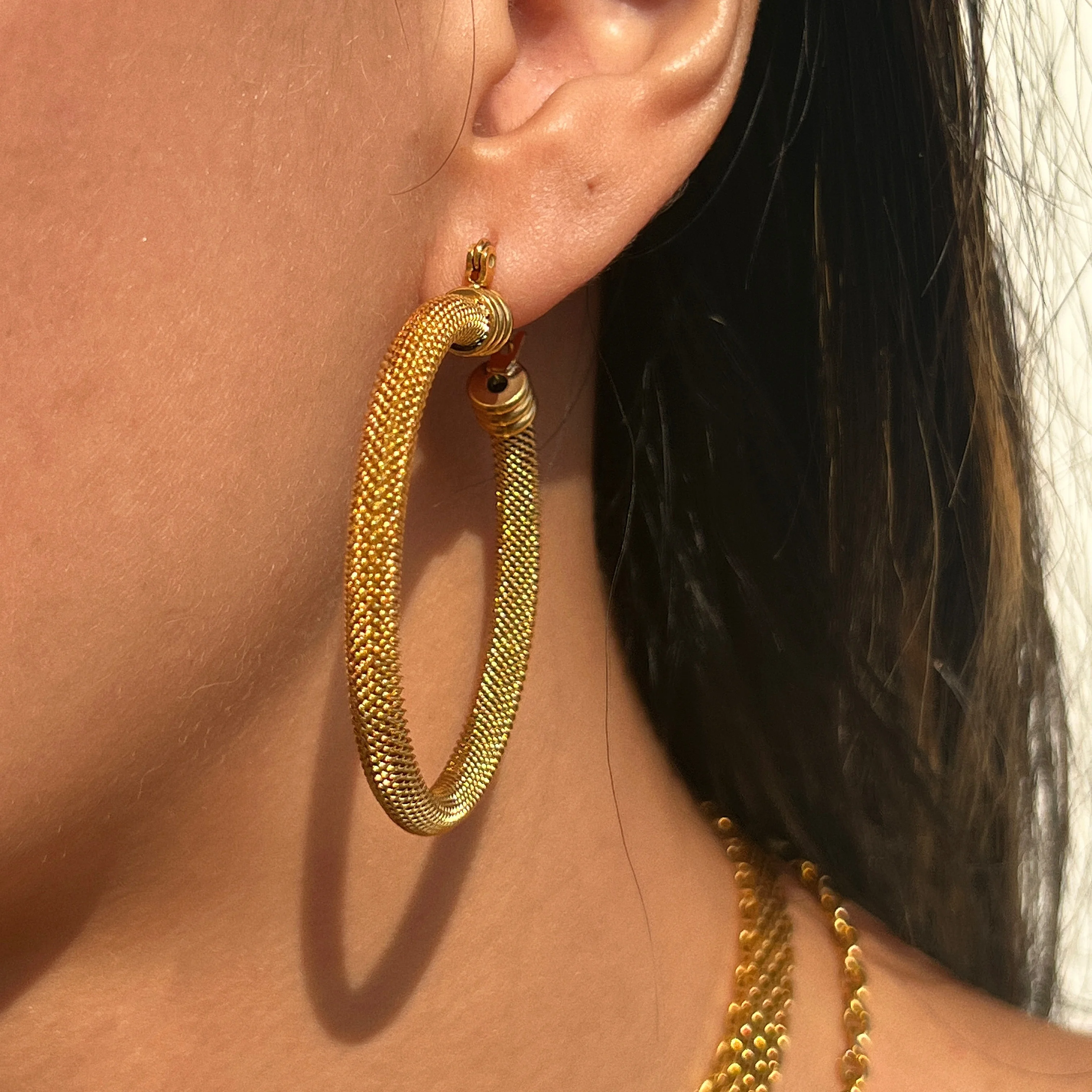 

DASEIN New 18k Gold Plated Vintage 5cm Braided Hoop Earrings Unique Hypoallergenic Stainless Steel Dancer Jewelry for Women Gift