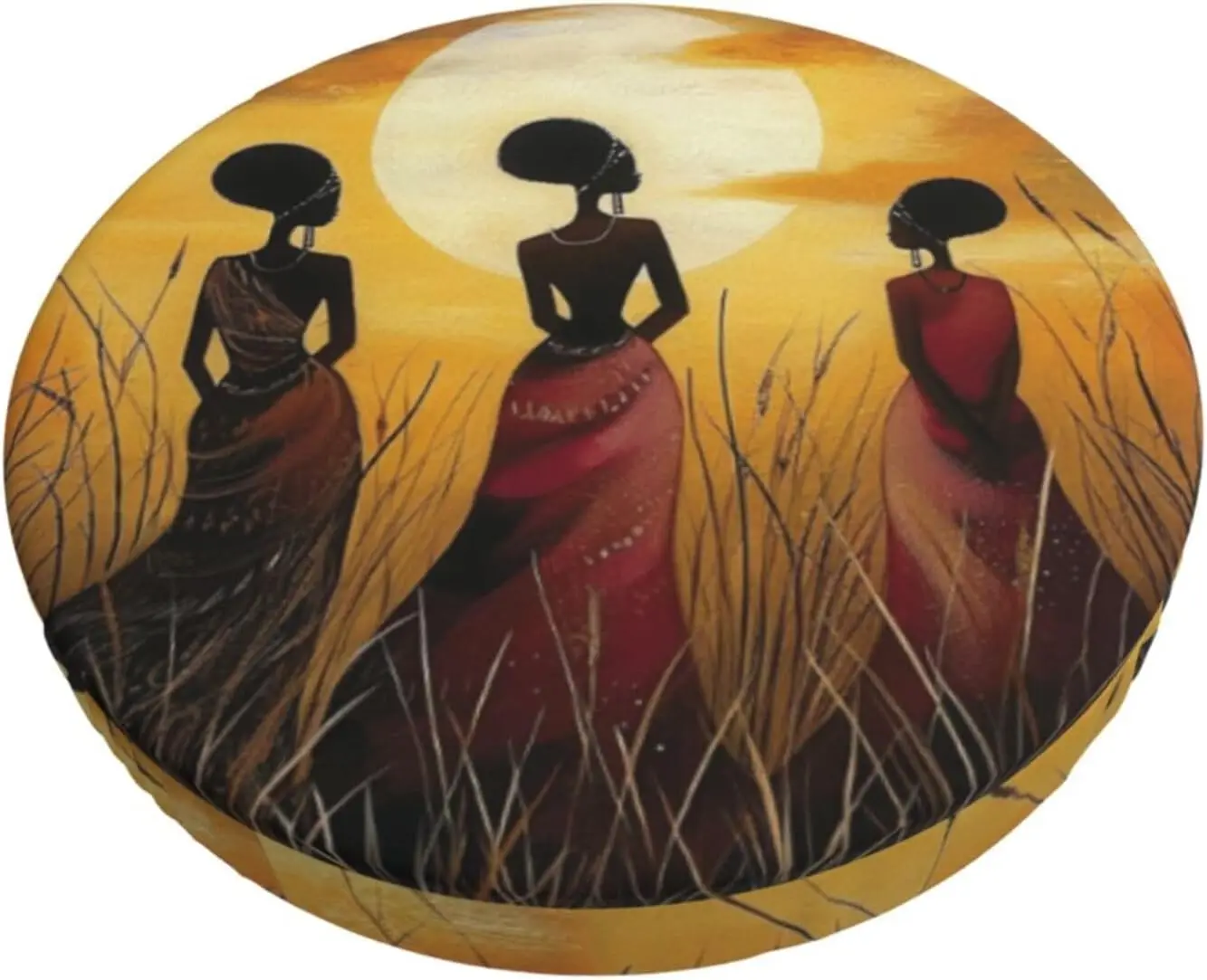 

American African Girls Bar Stool Covers Round, Stool Pad Cover Seat Cushion Cover Soft Bar Stool Seat Cover Cushion 13 H