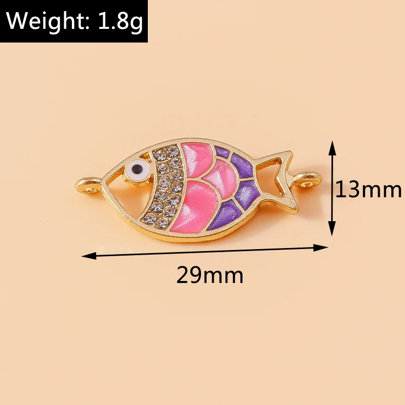 Leslie 10pcs Cute Enamel Crystal Drip Oil Fish Charm for Handmade DIY Bracelet Necklace Pendant Jewelry Making Accessories - Image 3