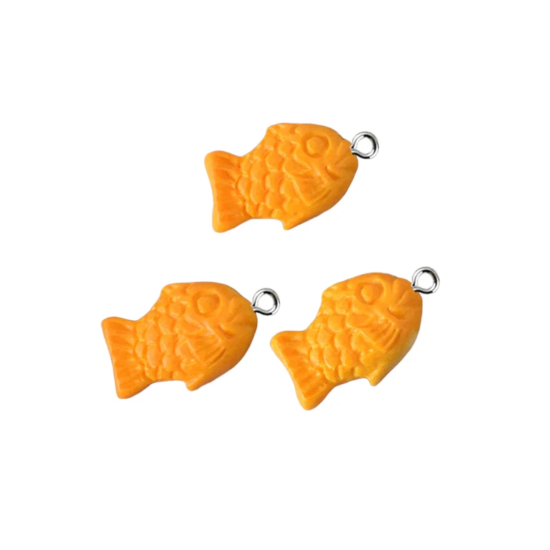 10 Uds. De bonitos dijes de galletas de pescado, colgante de resina de animales para fabricación de joyas, accesorios DIY, pendientes, collar, llavero
