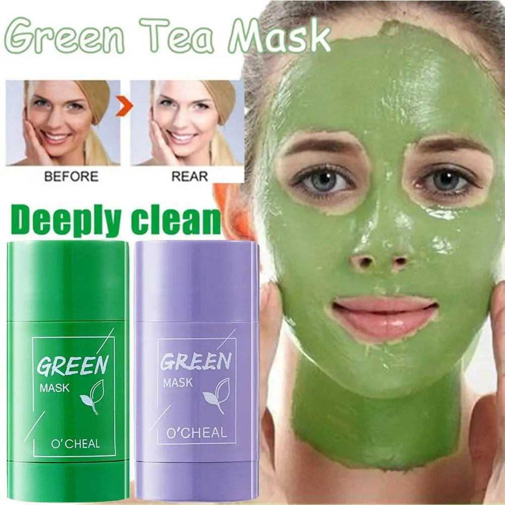 Masque au thé vert avec anciers solide, 4 styles, nettoyage en profondeur des pores, élimination des points noirs, film de boue d'acné, rétrécissement des pores, masques de contrôle de l'huile, soins de la peau