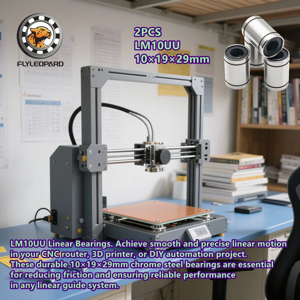 2PCS LM10UU Linear Ball Bearing 10×19×29mm  Precision Ground for CNC, 3D Printer, Linear Guide