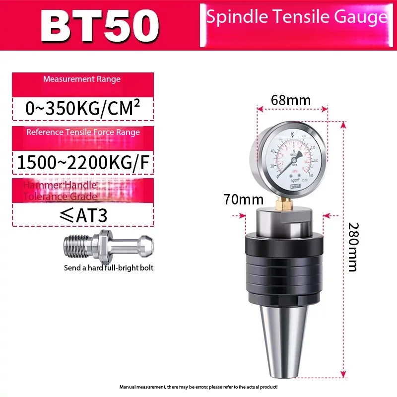 Hydraulic Spindle Tension Tester 20CrMnTi - BT30 BT40 BT50 Dynamometer Gauge for Tool Holder Testing