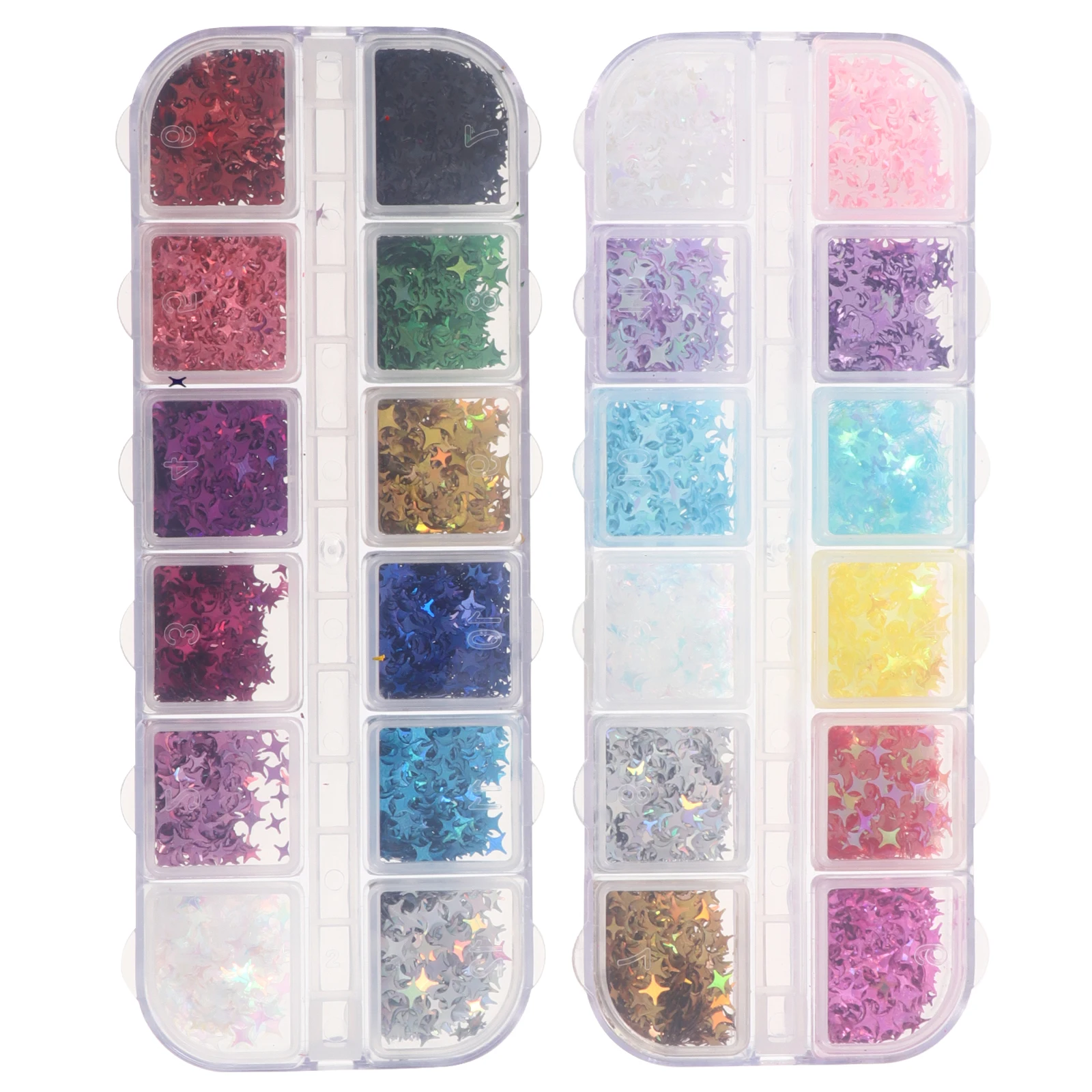 

2 Sets Glitter Nail Powder Paillette Manicure Art Sequin Rhinestones Sticker 3D