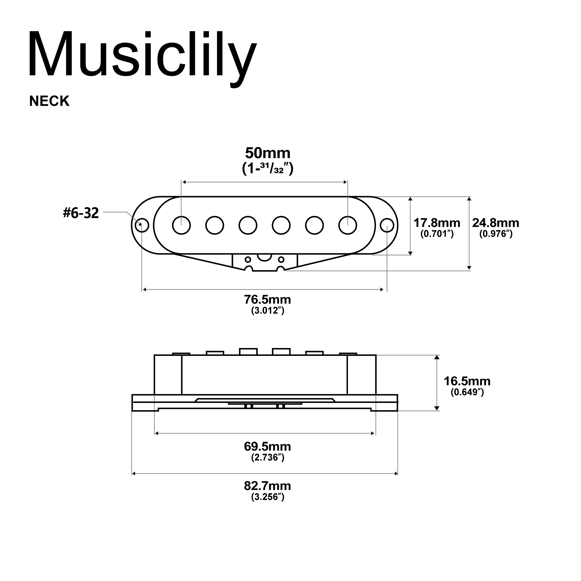 Artec SSA-12 Vintage Style Staggered Alnico 5 Magnet Single Coil Neck Middle Bridge Pickup for ST Style Electric Guitar