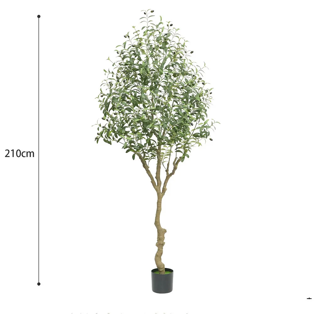 2szt ARTIFICIAL Tree Wewnętrzne Sztuczne Drzewo Oliwkowe Z Naturalnym Drewnianym Stem Realistyczne Liście I Owoce Do Dekoracji Domowego Biura