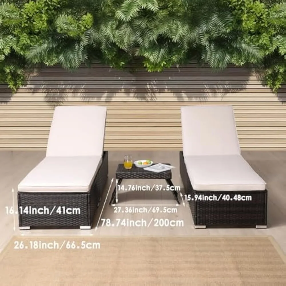 Satz von 2 Stühlen und Tisch, Außen terrasse Rasen Garten Liegestühle, Pe Wicker Chaiselongue, Außen pool Liege Korb weide