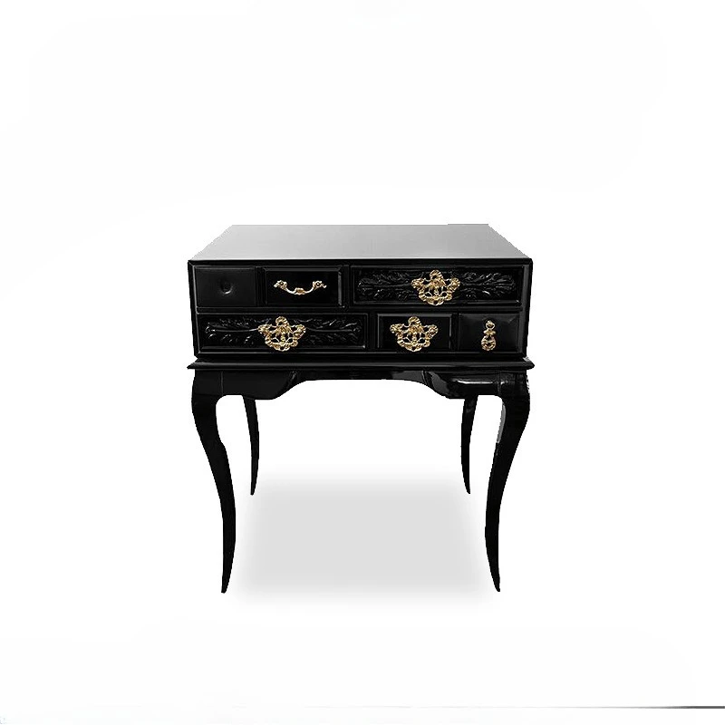 

luxury solid wood carved bedside table villa bedroom designer