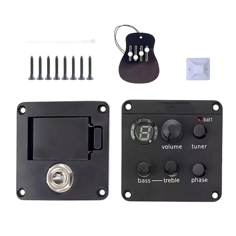 Acoustic Guitar Pickup with Tuner 2-Bands Tuner Active Guitar Piezo Pickup for Acoustic Guitar Amplifier R66E