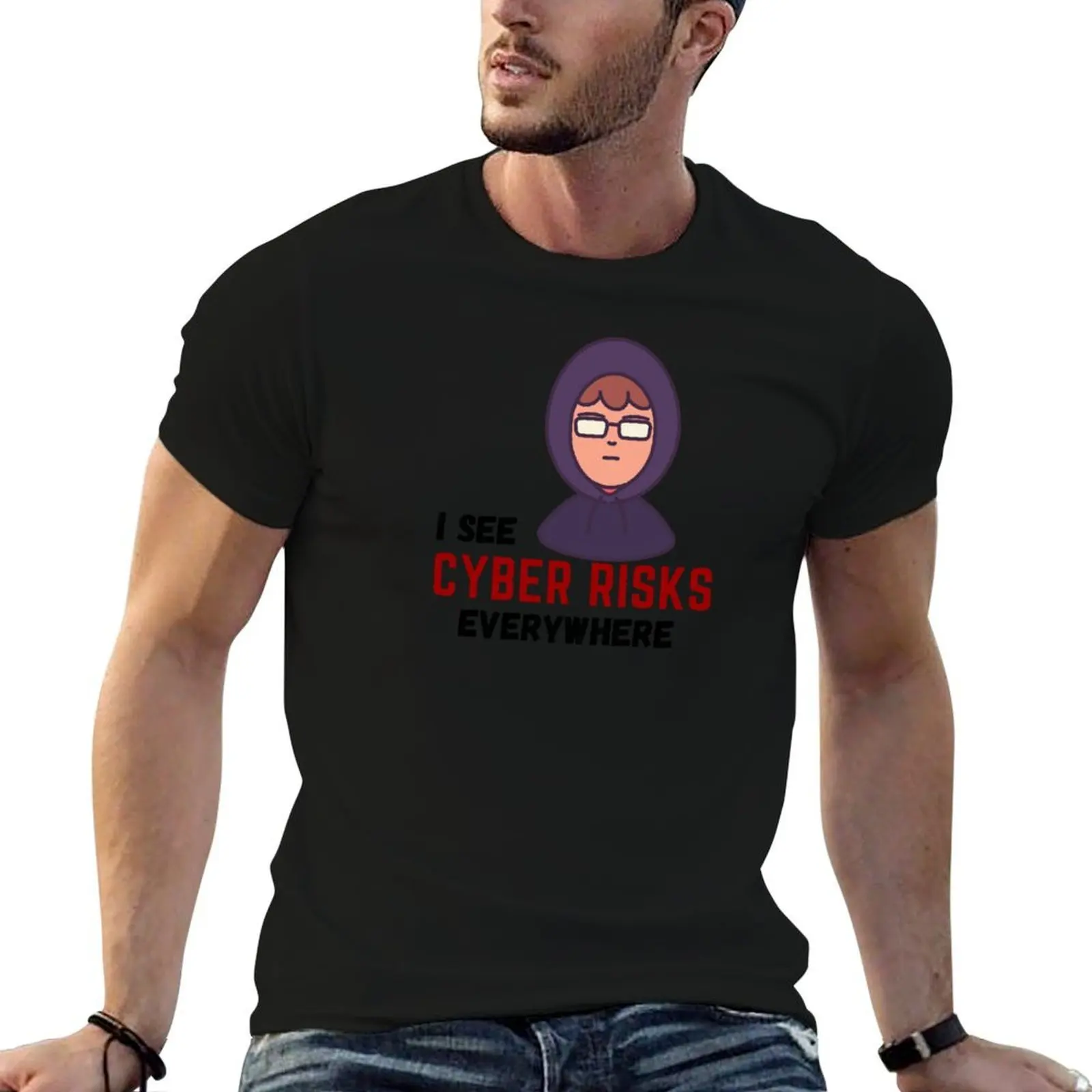 

I see Cyber risks everywhere , hacker boy hacker IT software engineer T-Shirt man tshirt t shirt man casual T-Shirt