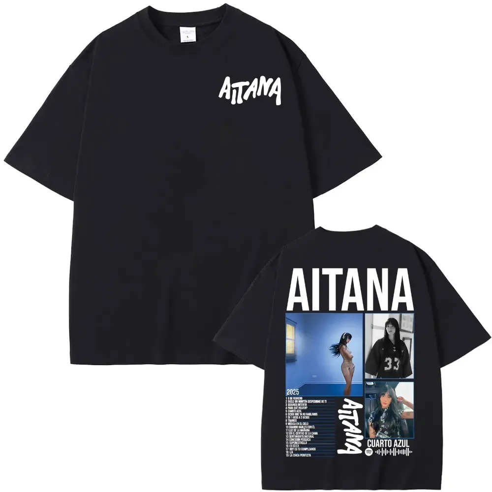 

Aitana Cuarto Azul Global Tour Mercah Graphic Print T-Shirts Men Women Loose Casual Cotton Tee High-street Hip Hop Oversized Top