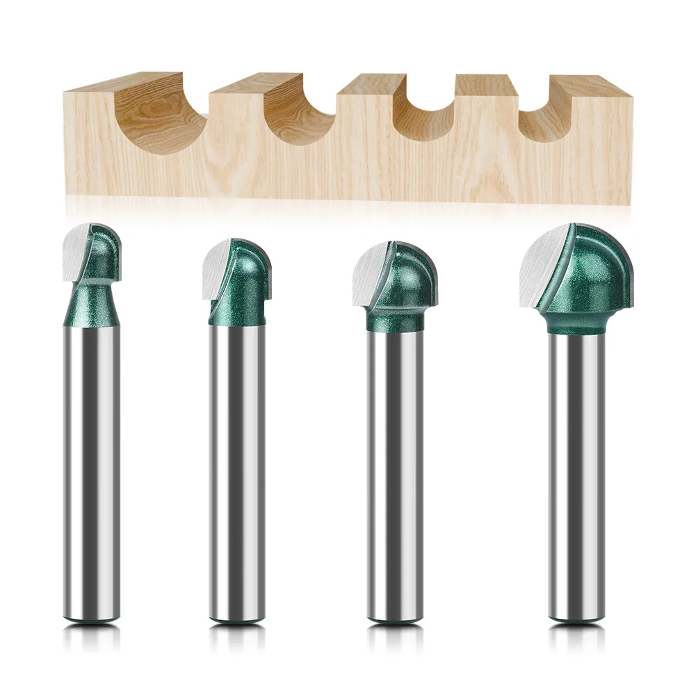 1pc 6mm 1/4 Shank Ball Nose Router Bit Set Deep Round Bottom Milling Cutter CNC Radius Core Box Solid Carbide Tools