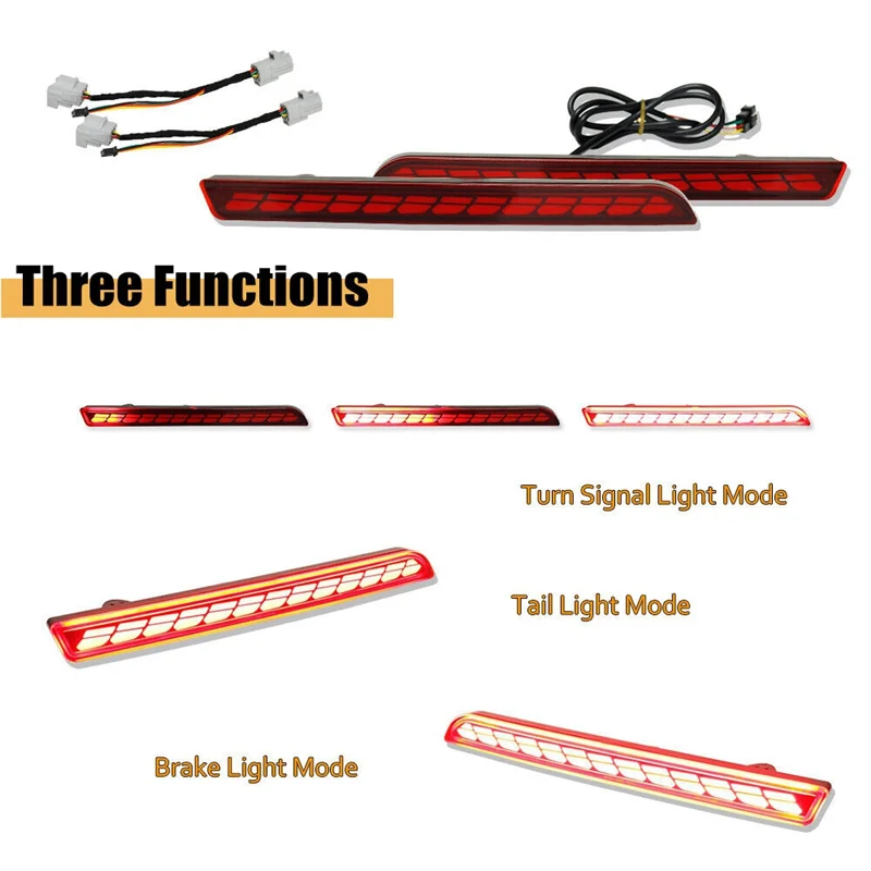 12V Car LED Rear Bumper Reflector Lights for Toyota Sienna 2021 2022 Car Driving Turn Signal Brake Light