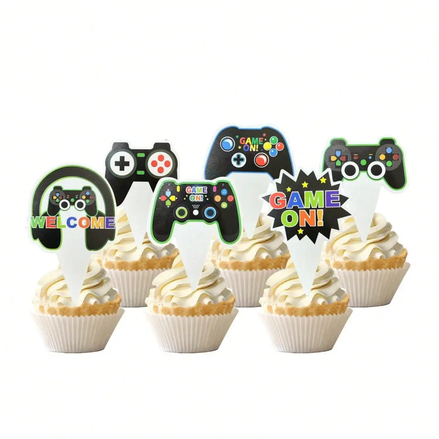 زخرفة وحدة تحكم اللعبة لحفلة عيد الميلاد ، تزيين الكيك ، زخرفة كب كيك ، الحفلات ، الذكرى السنوية ، 24-48 لكل عبوة تزيين كعكة عيد ميلاد ، هدية حفلة #2