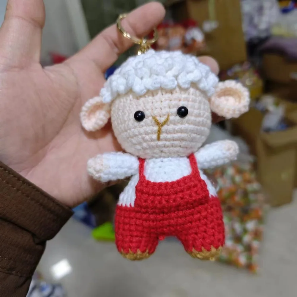 

Cute Handwoven Knitted Animal Keychain Bag Decor Car Key Holder Animal Pendant Backpack Charm Crochet Doll Key Ring Friend Gifts