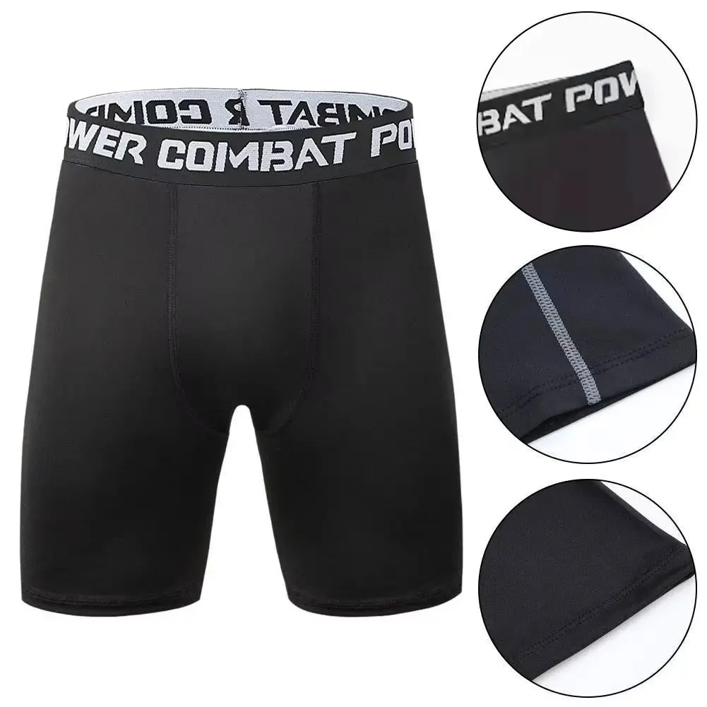 Men Boxers Sports Leggings Fitness Elastic Compression Tights Drying Quick Fitness Plus Pants Running Training Stretch Shorts