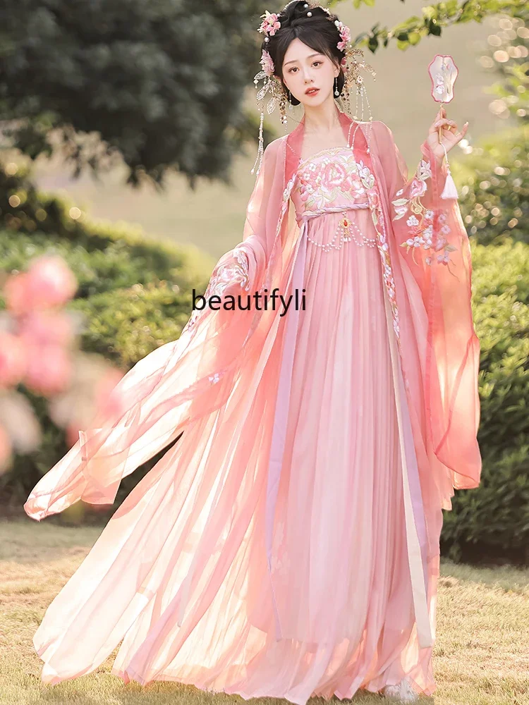 

New Women's Summer Embroidery Chest Ru Dress Fairy Flowing Chinese Traditional Han Clothing Girl