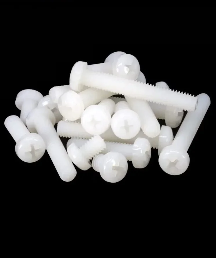500 قطعة/الوحدة M5 M6 M8 الأبيض البلاستيك النايلون المسمار جولة رئيس الصليب عموم رئيس الترباس