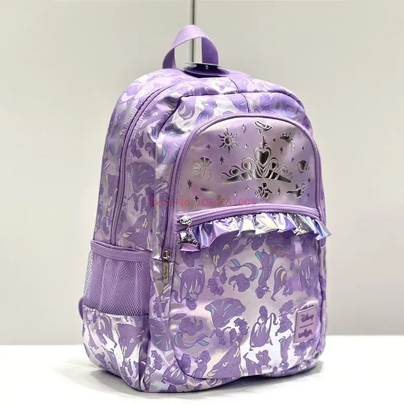 Disney Princess School Bag para crianças, mochila, papelaria, caixa de caneta, lancheira, coroa australiana, original, presente para estudantes