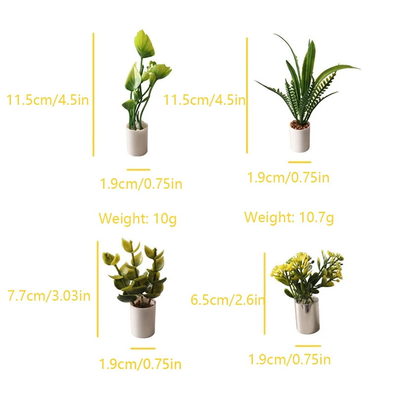 1:12 Dollhouse Miniature Potted Plant Pot Bonsai Green Leaves Garden Home Model Decor Doll House Accessories Toy decoration