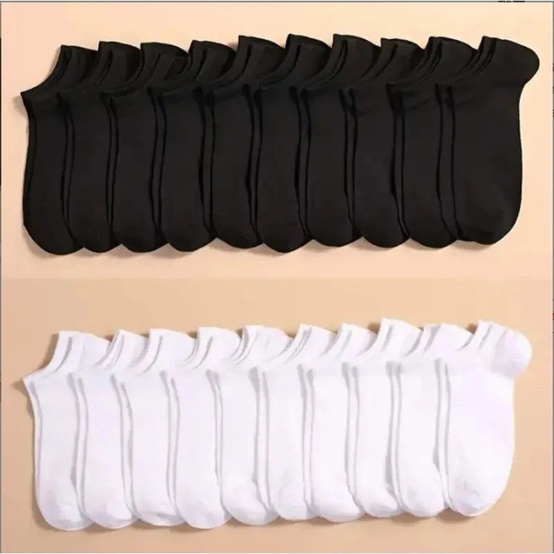 

Summer Thin Socks Breathable Sweat Absorbing Odor Proof Black and White Solid Color Short Socks for Men and Women Boat Socks