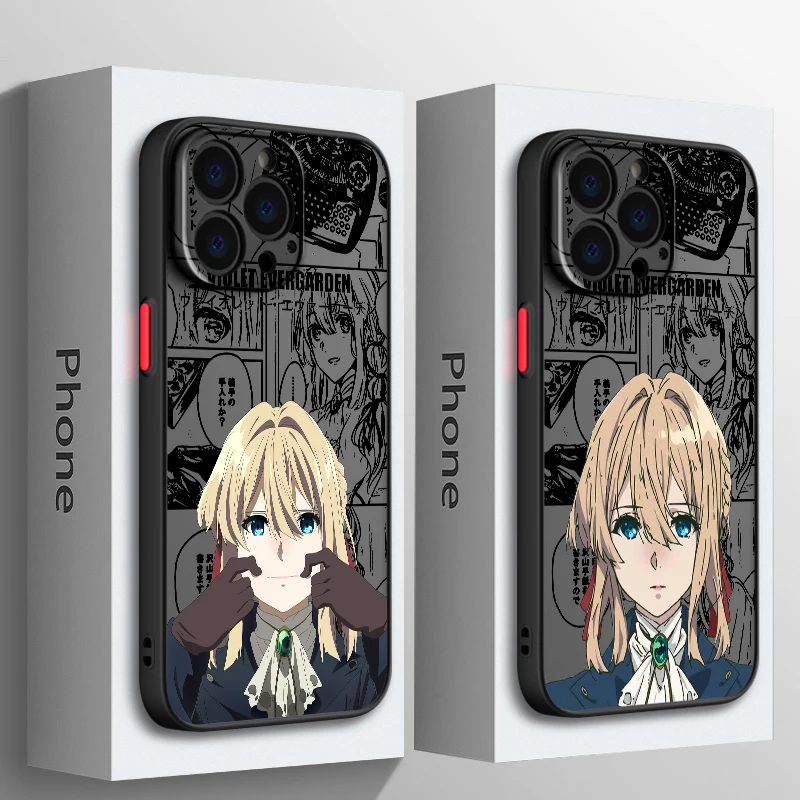 Anime Violet Evergarden Phone Case For Apple iPhone 15 14 13 12 11 XS Mini Pro Max 8 XR X Matte Frosted Translucent