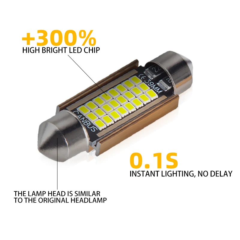 DAWNKNIGHT C5W 자동 LED 3014 LED 칩 전구 Canbus 슈퍼 화이트 오류 무료 5W 램프 인테리어 돔 독서 조명 31/36/39/41mm 12V