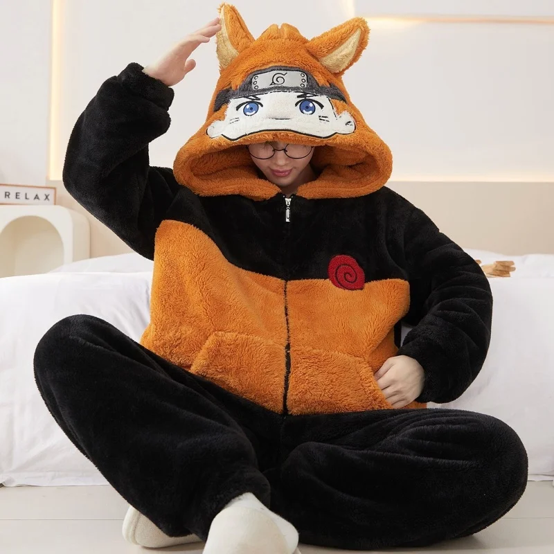 

Anime Naruto Pajamas Uzumaki Naruto Hatake Kakashi Winter Keep Warm Plush Nightwear Cartoon Men Y2K Home Clothes Christmas Gift