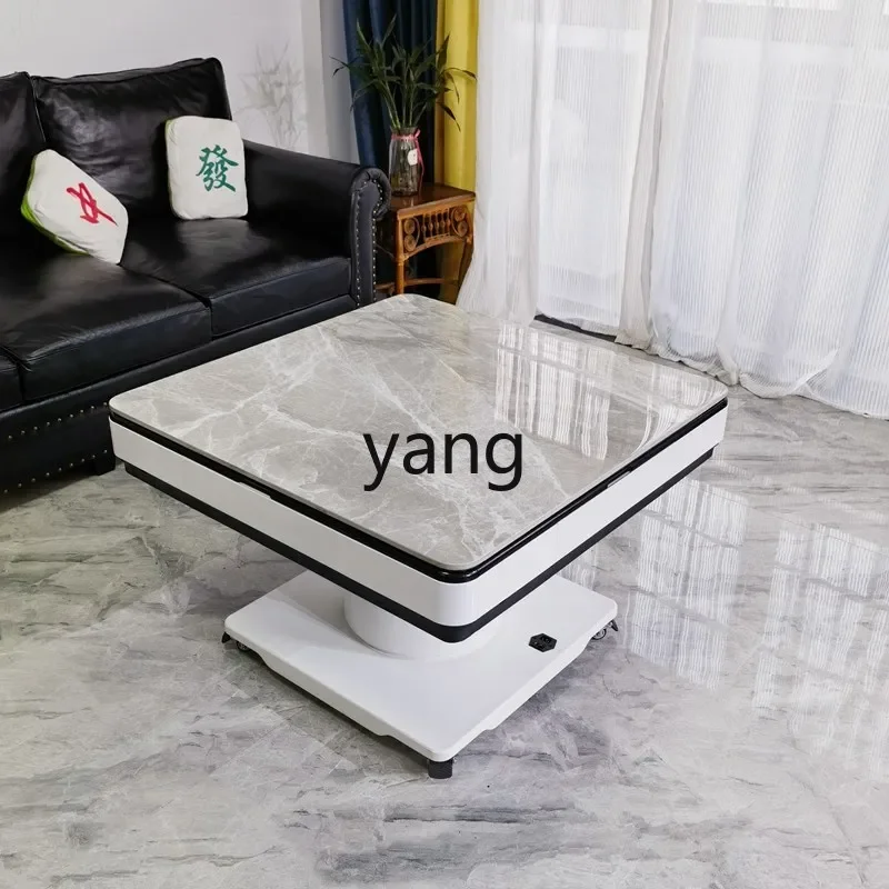CX automatic coffee table lifting multi-functional integrated roller coaster mahjong table rock slab square long dining table