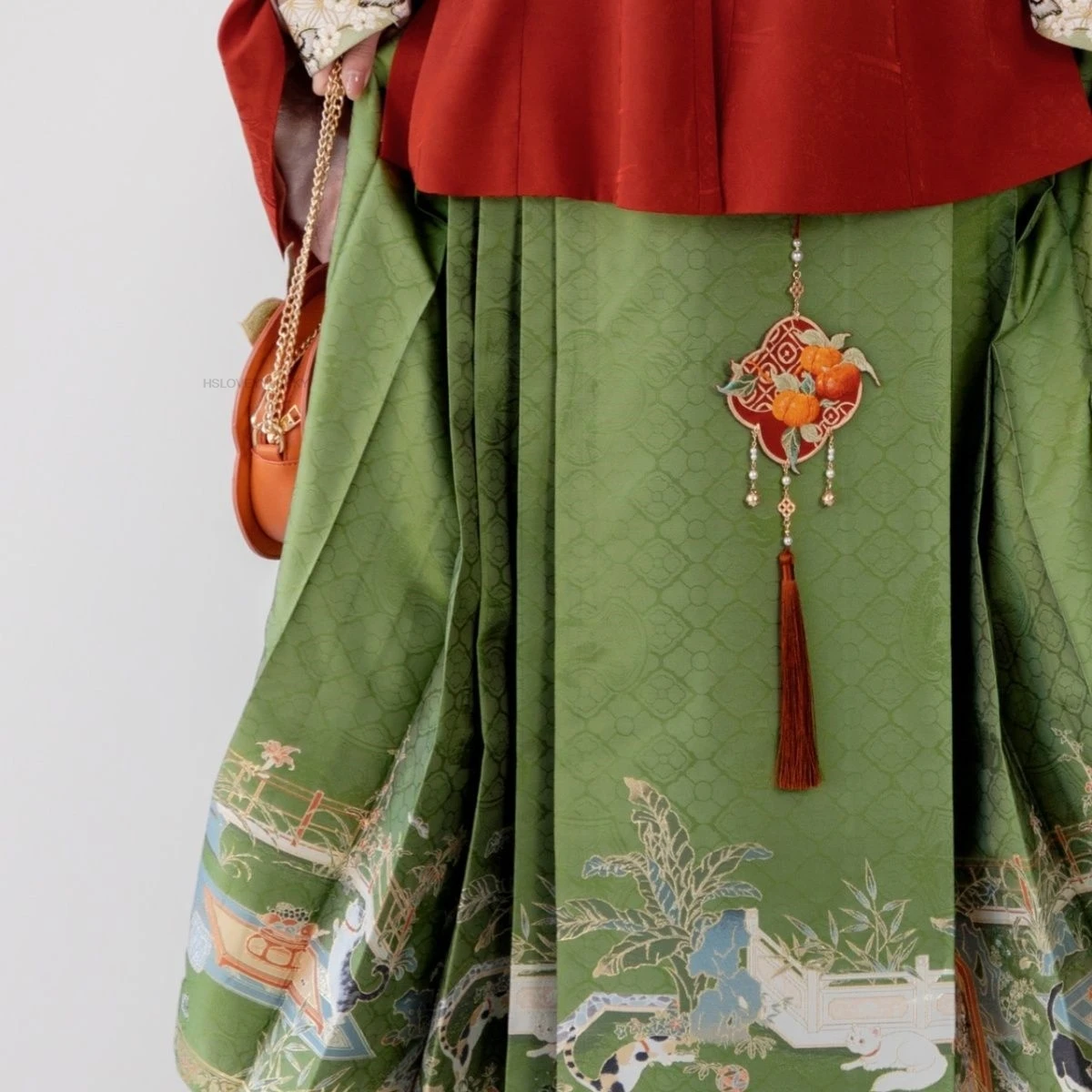 

Hanfu Accessories Persimmon Embroidery Tassel Pendant Ancient Horse Face Skirt Accessories Cheongsam Tassel Accessories