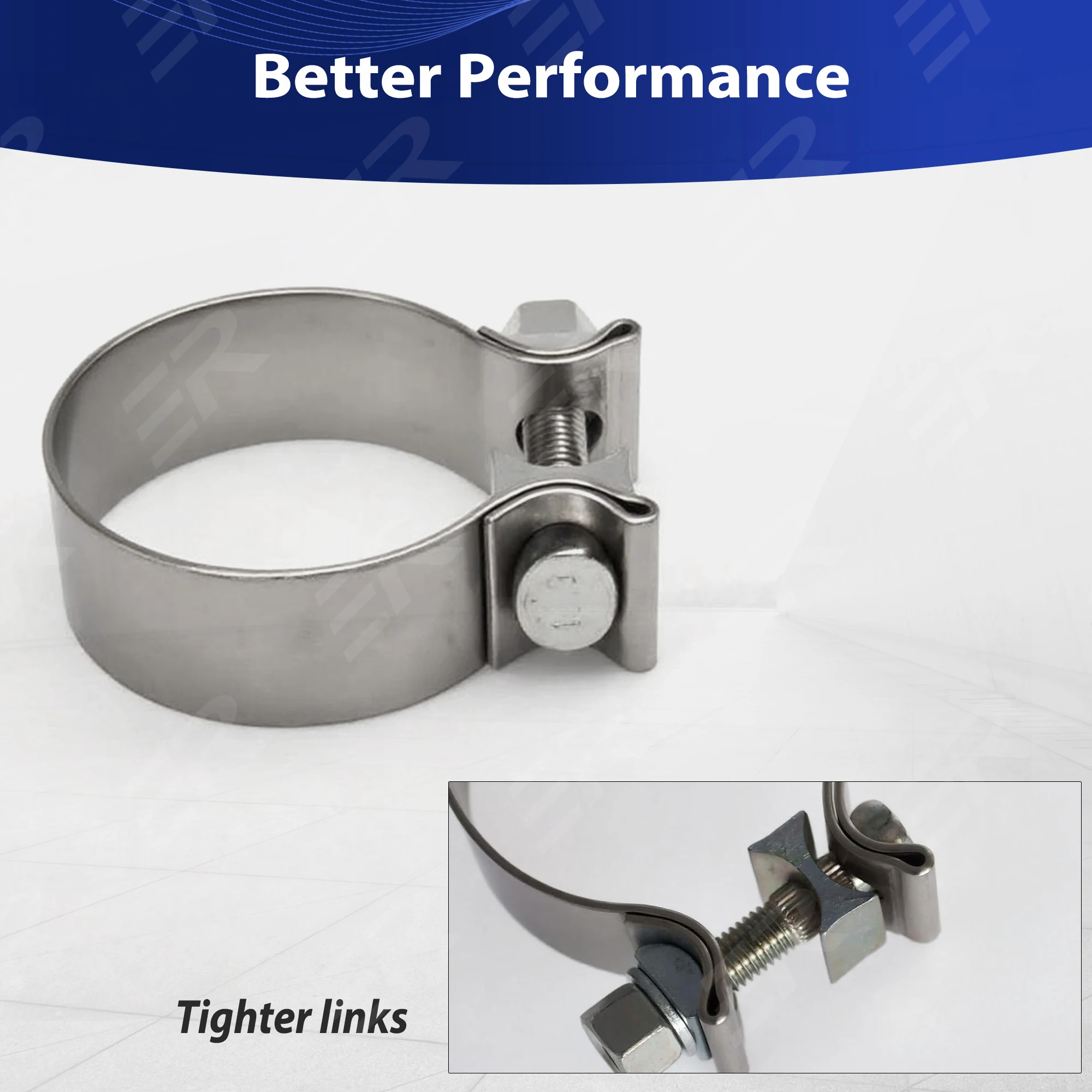 2 PCS 2.5“ Fit For Universal Motorcycle Cars 304 Stainless Steel Clamp Butt Joint Narrow Band Exhaust Seal Clamp Exhaust Sleeve