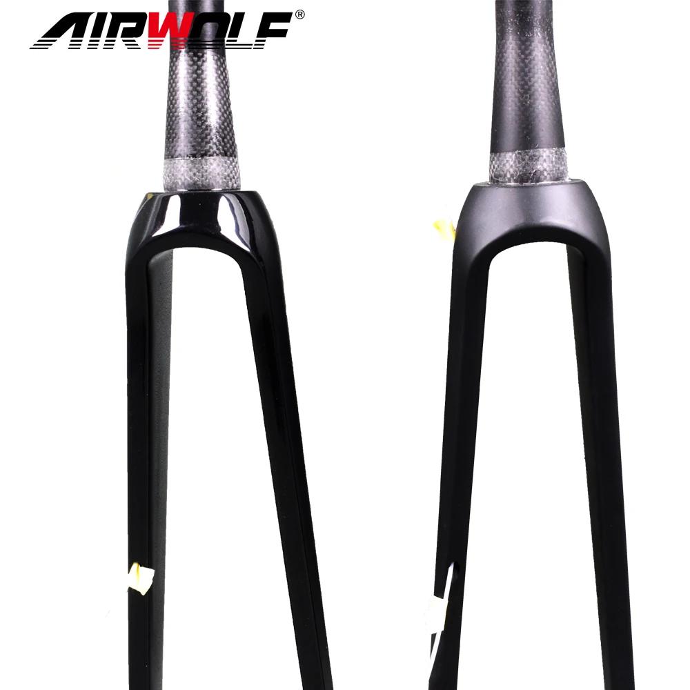 AIRWOLF Carbon Road Fork 700C Thru Axle 100*12mm UD Disc Brake 140/160mm Carbon Bike Forks Tapered Carbon Road Bicycle Fork