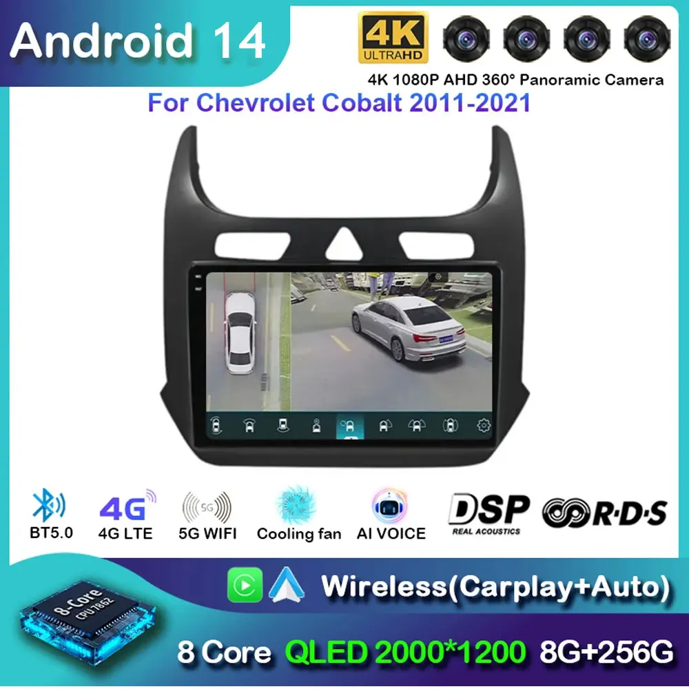 Android 14 Carplay Auto Car Radio For Chevrolet COBALT 2011 - 2018 Navigation GPS Multimedia Player video Stereo wifi+4G 2Din BT