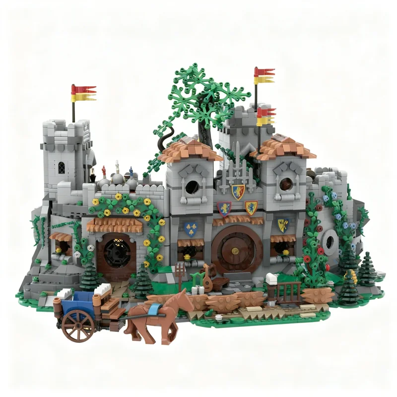 2925pcs MOC Fortified Shire Castle Lion Knights Model Building Blocks Toy Gift Creative Display Collectible Desk Premium Adult