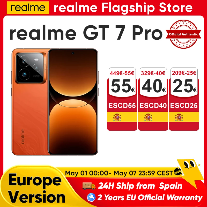 Realme GT 7 Pro Smartphone 5G versión Global Snapdragon 8 Elite 6,78 »120Hz pantalla OLED ecológica 120W SUPERVOOC 50MP cámara NFC GPS