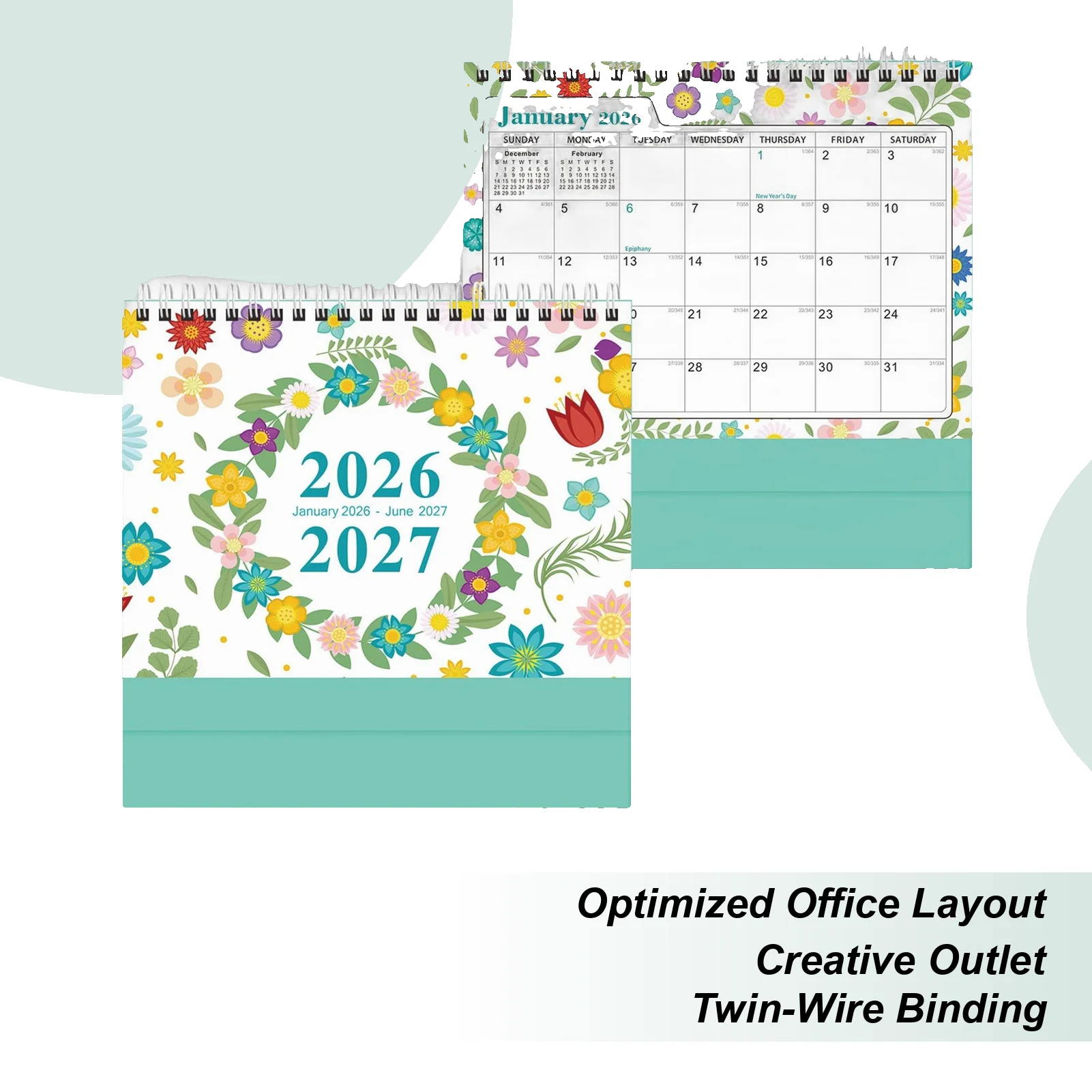 

Настольный календарь на 18 месяцев, января 2026 дюймов, 2027 спирально в переплете, настольный ежемесячный календарь-планировщик, креативный график, декор для заметок