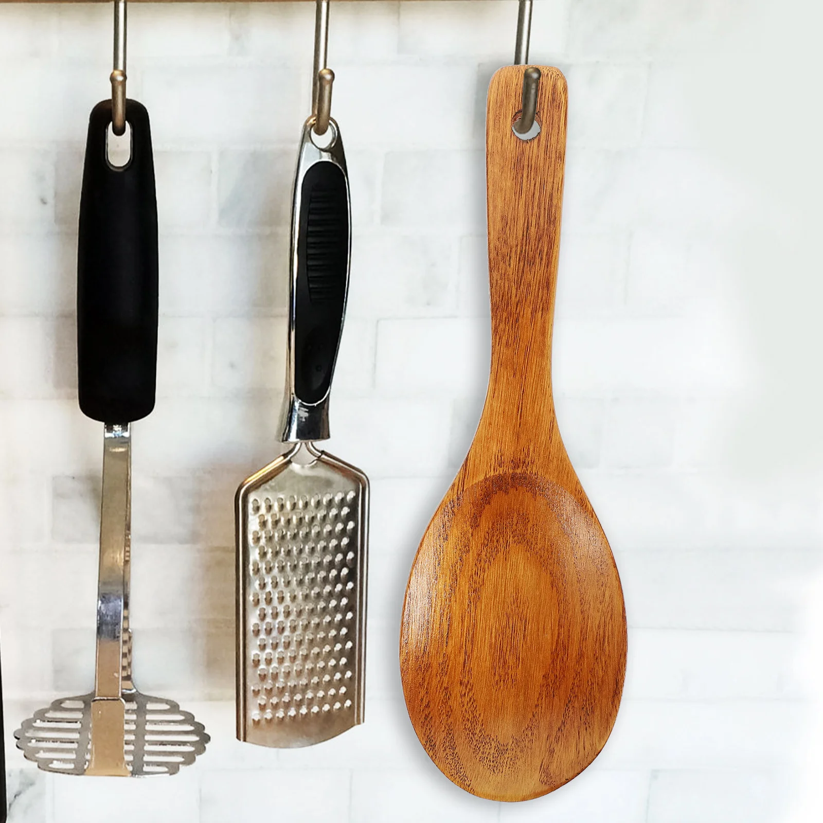 

Electric Rice Cooker Spoon 21X6.5Cm Wooden Kitchen Utensil For Home Restaurant Cooking Simple Design Easy Clean Kitchen