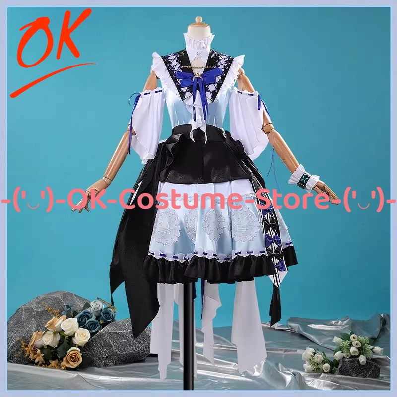 

[Customized Size] Arknights Rosmontis Cosplay Costume Dress Shawl Hat Bow An Airy Dream Outfit Halloween Carnival Party Uniform