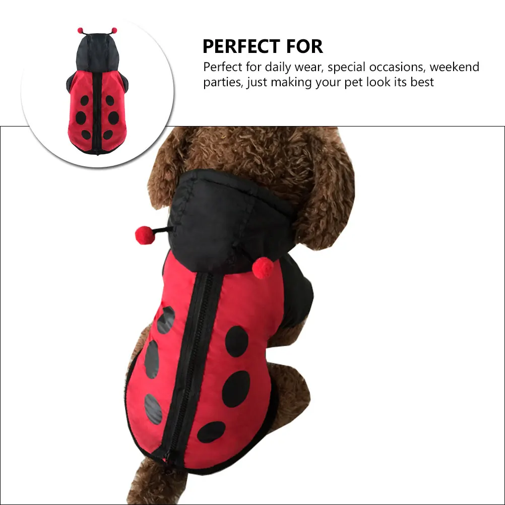 

1pc Pet Ladybird Cotton Coat For Dogs Cats Cute Funny Costume Warm Outfit Halloween Party Outdoor Wear Pet Supplies