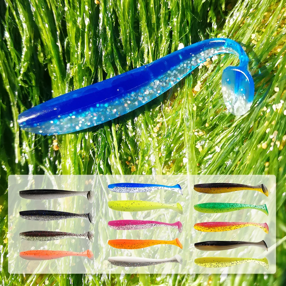 

Two Color T Tail Soft Worm Lures 5.5cm 7cm Bionic Baits Freshwater Saltwater For Bass Perch Mandarin Fish Fishing Tackle