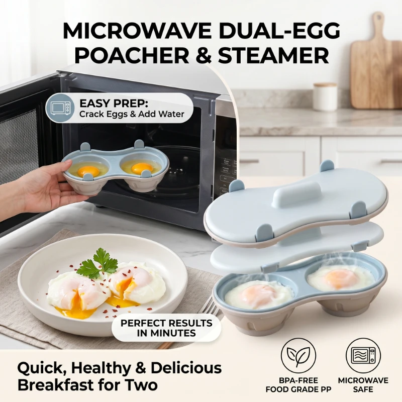 Microwave Egg Steamer with Lid Multifunctional Poached Egg Cooker Plastic Egg Boiling Box