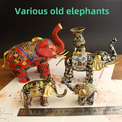 Vintage Cloisonne Elephant Figurine with Copper Wire Enamel, Perfect for Home Decor