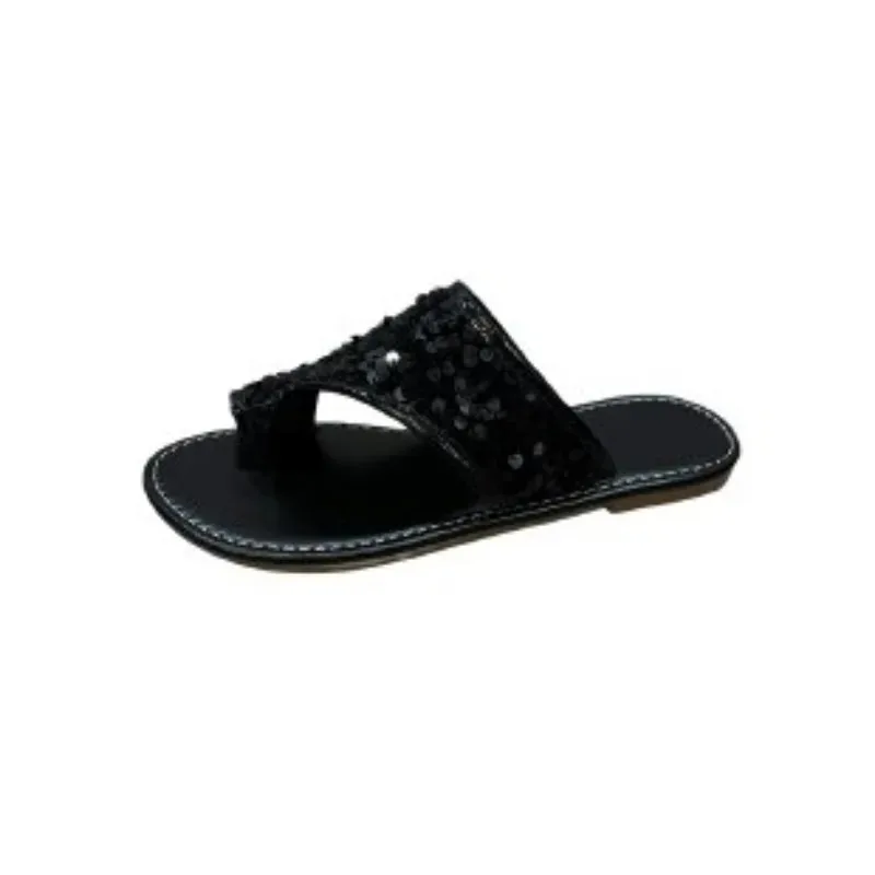 Zapatillas de exterior informales para mujer, zapatos de playa, chanclas planas, sandalias con Clip para caminar, hebilla romana, novedad de verano