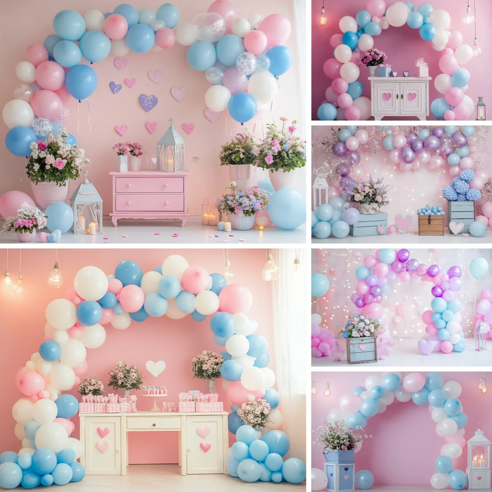 

Baby Shower Backdrops for Photography Newborn Boy Girl Birthday Balloon Party Pink Decor Background Kids Photo Photographic Prop