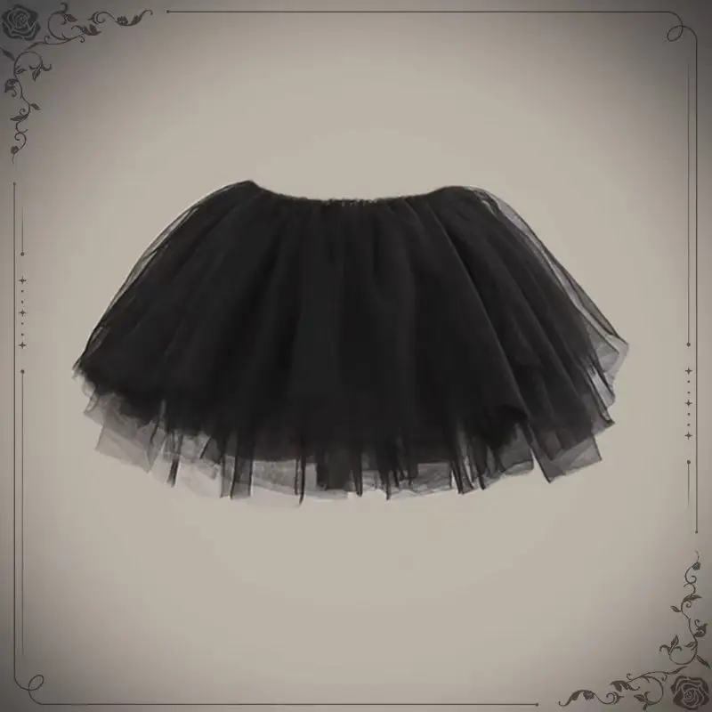 Lolita Cosplay Petticoats Women Girls 2024 Puffy Black Tutu Skirt 6 Layered Tulle Ballet Dance A-Line Pettiskirts Underskirt