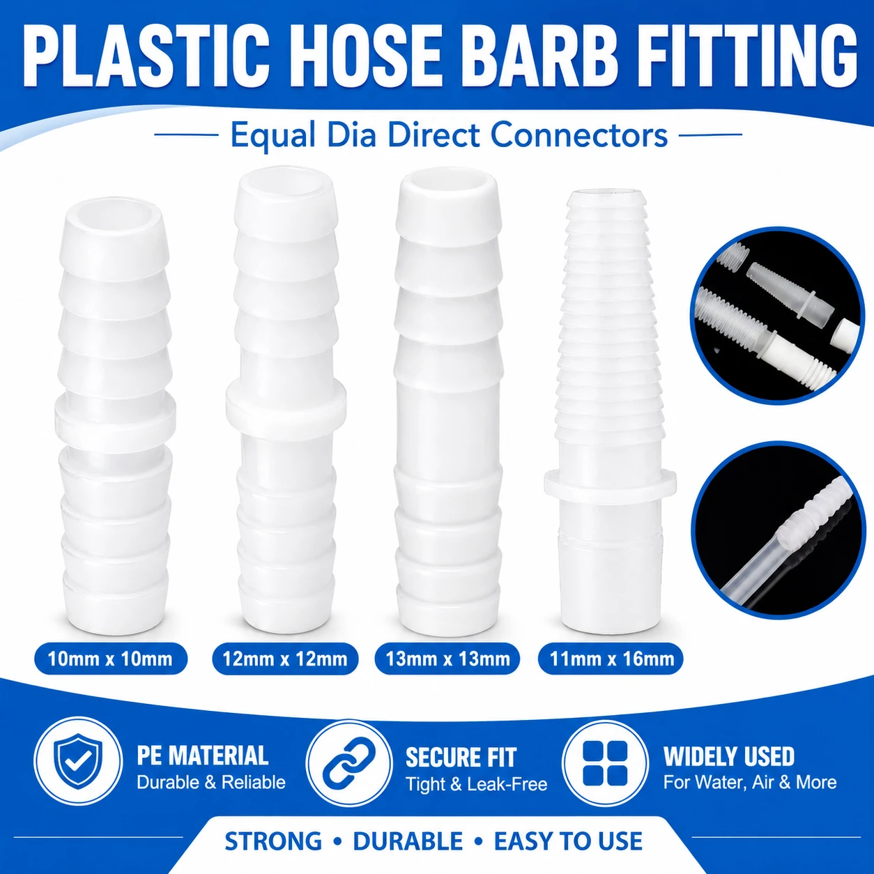 5/10Pcs Plastic Equal Straight Hose Connector 10/12/13/11x16mm, Aquarium Fish Tank Airs Pump Pipe Joint Water Fitting