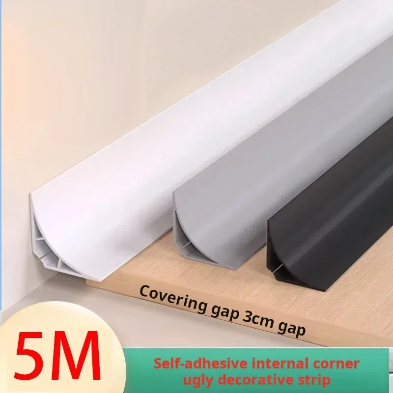 5M Self-Adhesive Wall Inner Corner Trim Corner Molding Line Tape Skirting Line Ceiling Caulk Internal Strip Edge Home Decoration