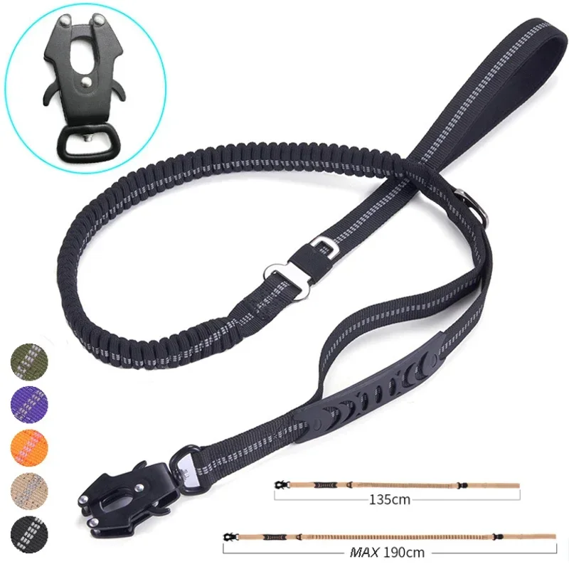 Tactical Military Reflective Pet Leash Heavy Duty Bungee No Pull Dog Leashes for Large Dogs Shock Absorbing Dog Accessories