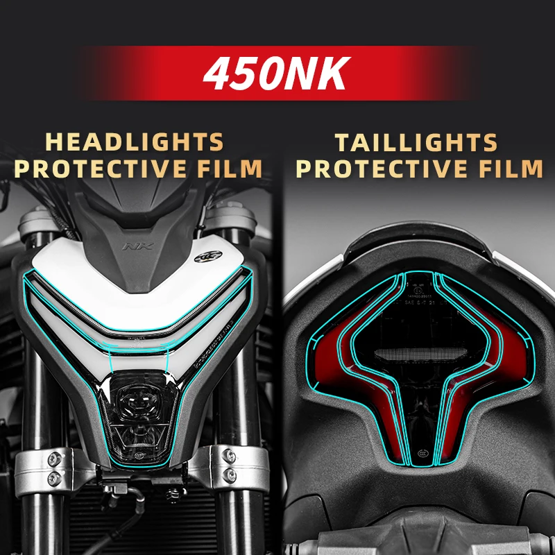 

Used For CFMOTO 450NK Motorcycle Lamp Accessories Transparent Protective Film Bike Headlight And Taillight Refit Stickers Decals